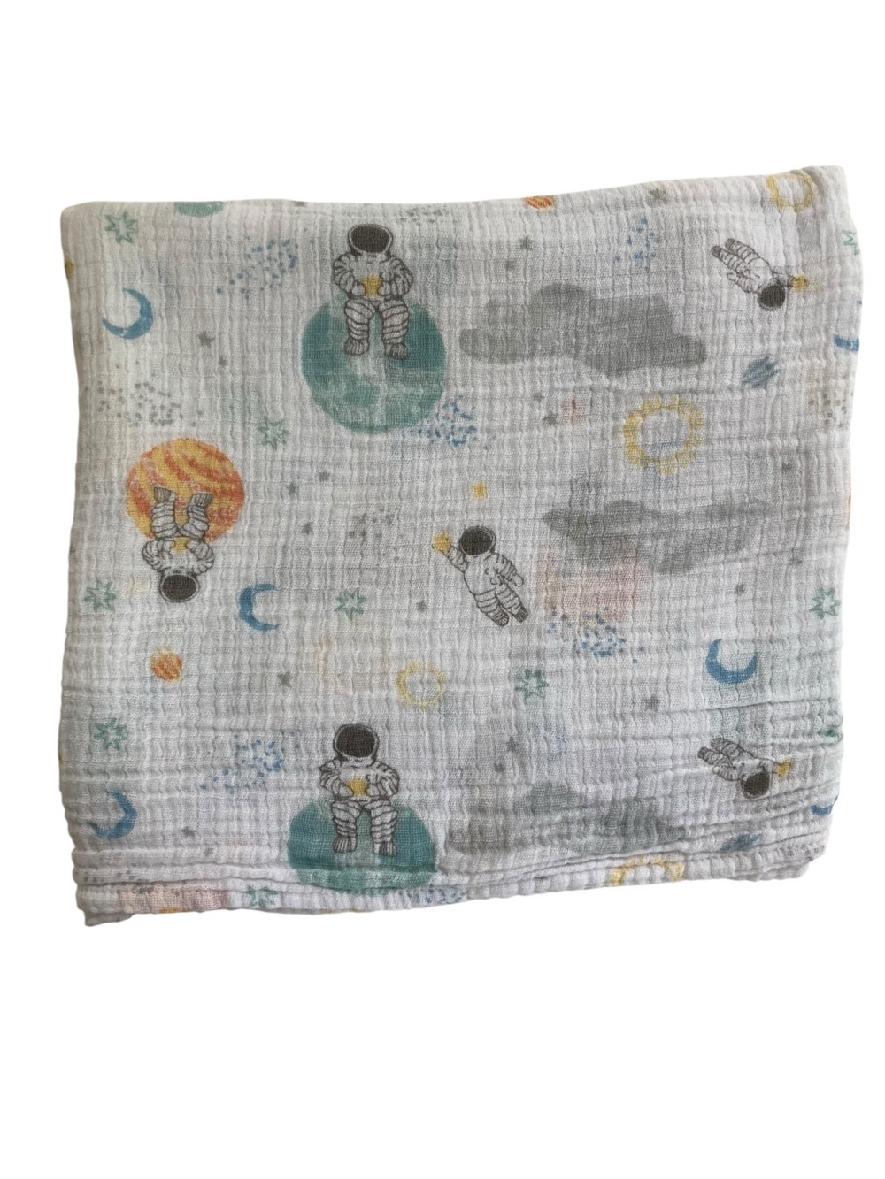 Aden‎ + Anais Swaddle Baby Blanket Space Astronauts Moon Cotton Muslin 38" x 40"